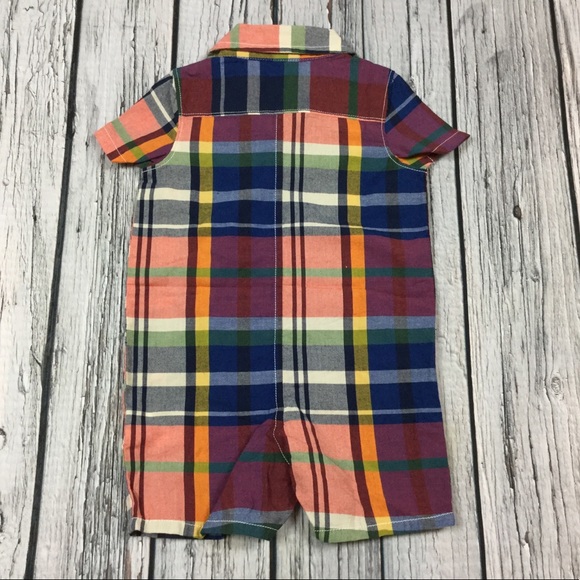 Gap Boys 0 3 6 12 18 24 Month Plaid Shorts Romper - Picture 4 of 4